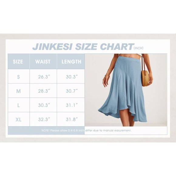 Women's Midi Skirt Elegant Flowy Ruffle High Waist High Low Midi Skirts - Picture 5 of 5